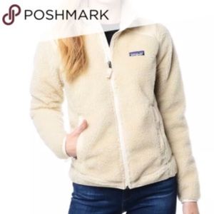 Cream Patagonia Synchilla Fleece Zip-up Jacket